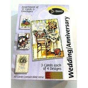 Premium Card Set Assortment of 12 Card & Envelopes Wedding/Anniversary Bible Ver